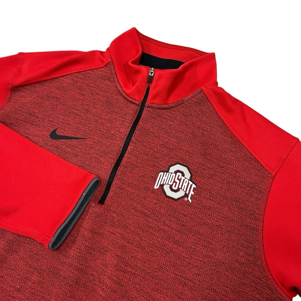 Nike Dri Fit Ohio State Buckeyes 1/4 Zip Pullover Sweatshirt Men's Medium NCAA